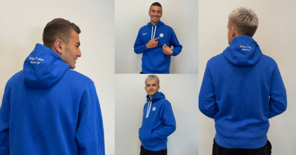 Unisex BFA džemperis su logo ir užrašu ant nugaros